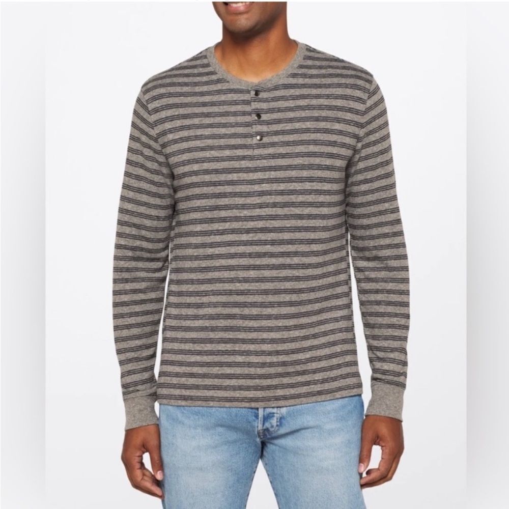 HAWKER RYE Double Knit Long Sleeve Henley Shirt Color Grey‎ XL Stitch Fix Nwt
